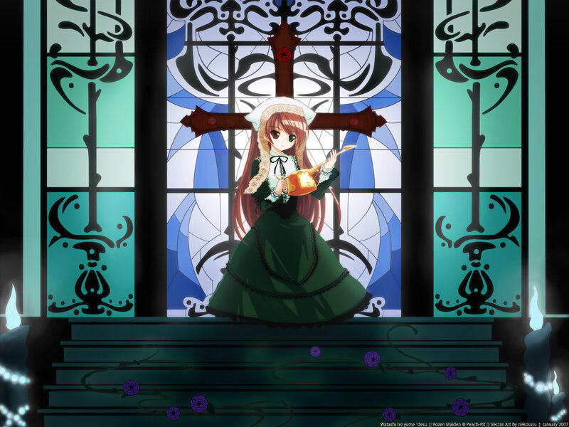 Anime Girl with Lantern — Green, Dramatic