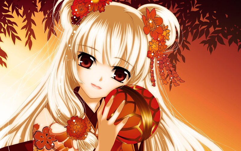 Anime Girl with Lantern — Orange