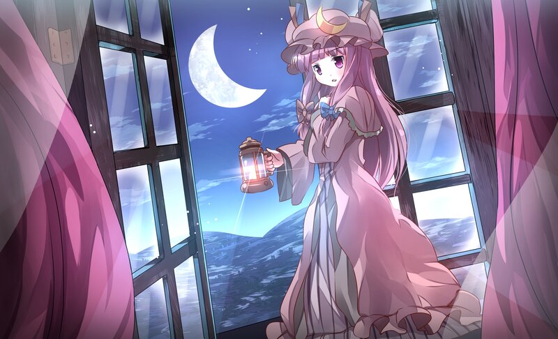 Anime Girl with Lantern — Pink, Serene