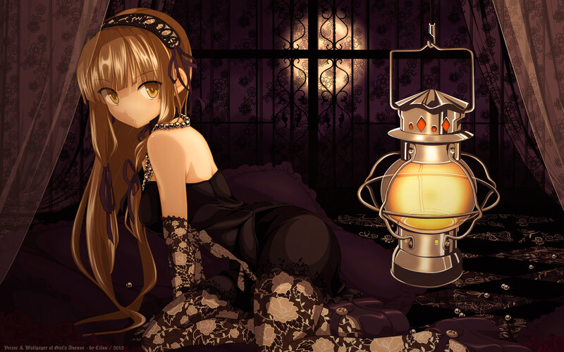 Anime Girl with Lantern — Purple, Dramatic, Night, Digital Art