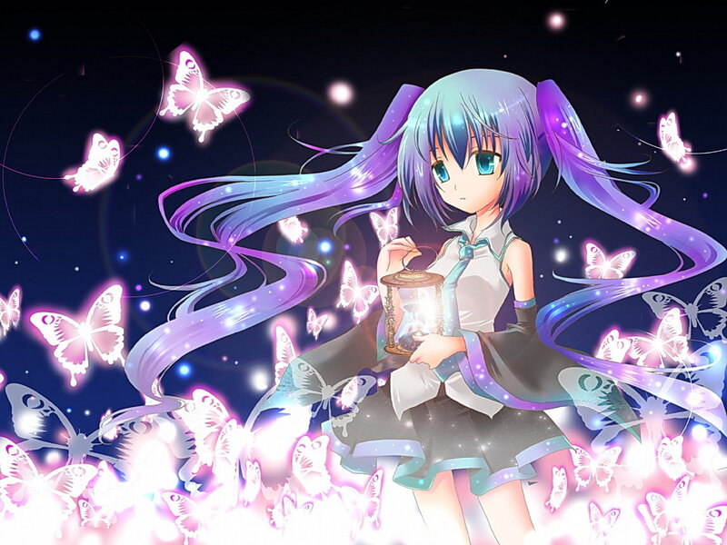 Anime Girl with Lantern — Purple, Dreamy