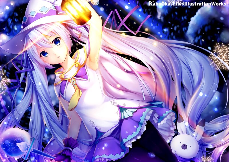 Anime Girl with Lantern — Purple, Magical