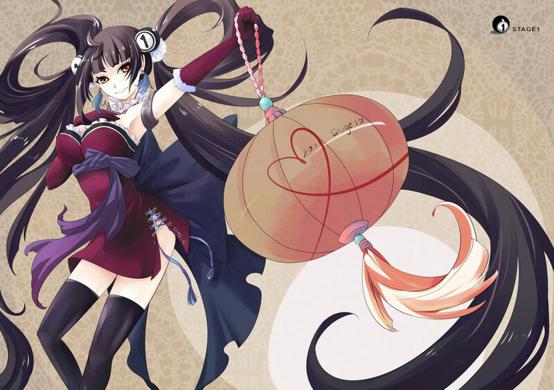 Anime Girl with Lantern — Purple, Playful