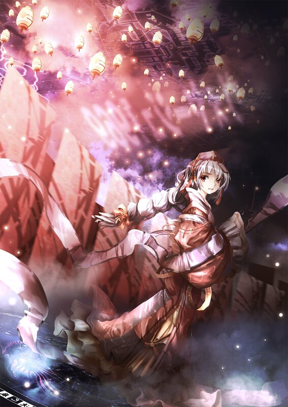 Anime girl with lanterns