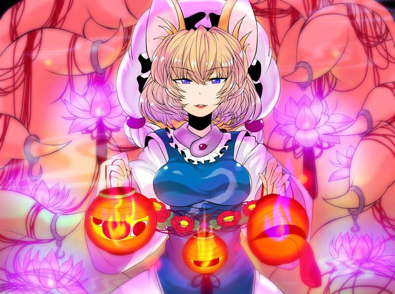 anime girl with lanterns