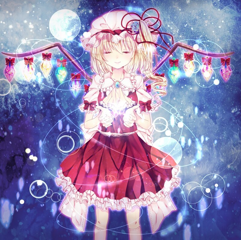 Anime Girl with Lanterns — Blue, Magical
