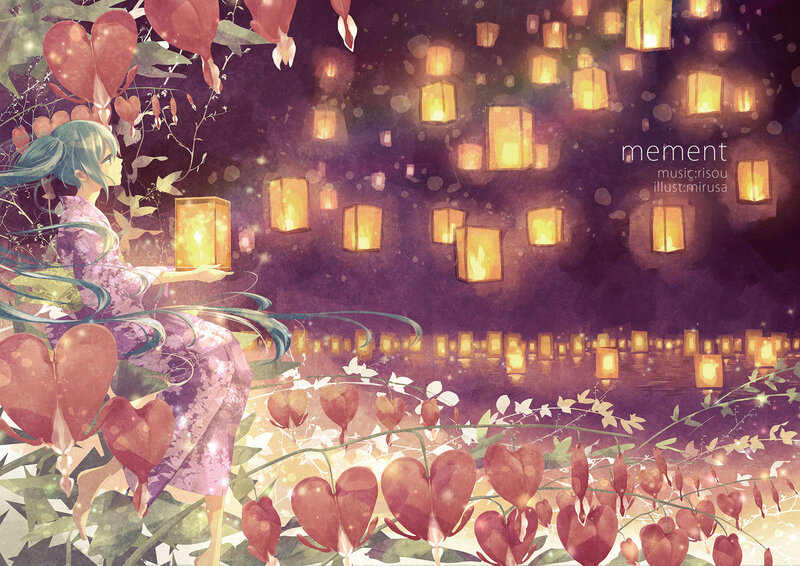 Anime Girl with Lanterns — Purple, Serene