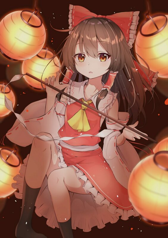 Anime Girl with Lanterns — Red, Festive