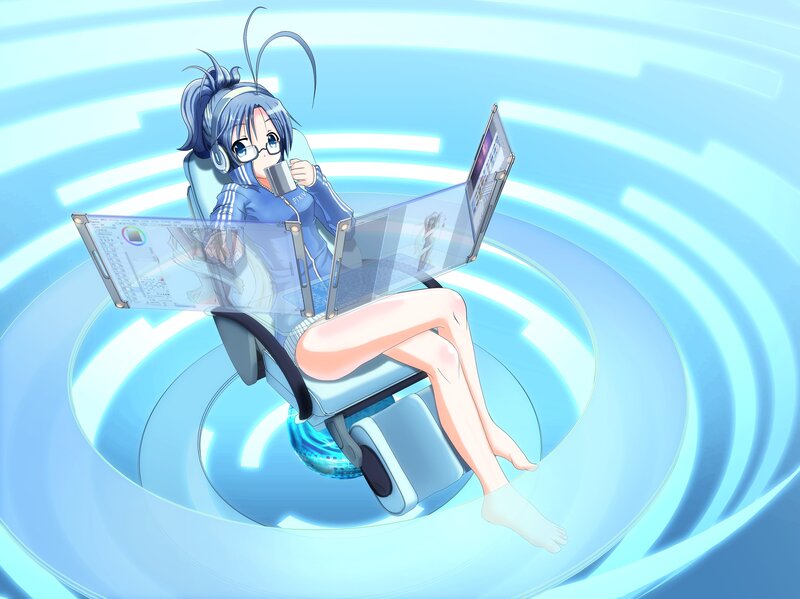 anime girl with laptop