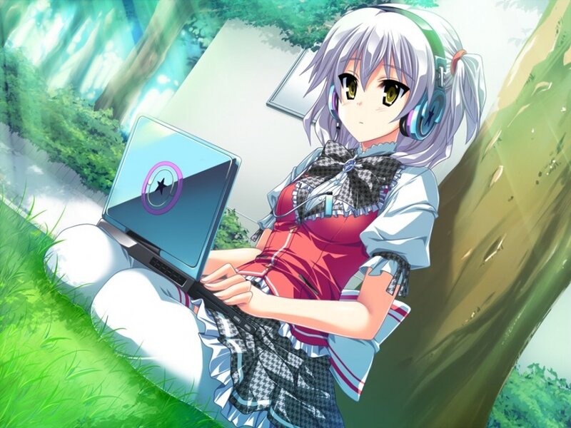 anime girl with laptop