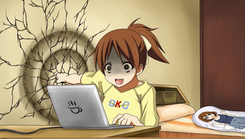 Anime girl with laptop