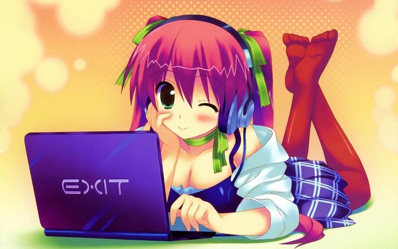anime girl with laptop