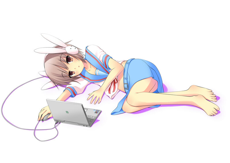 anime girl with laptop