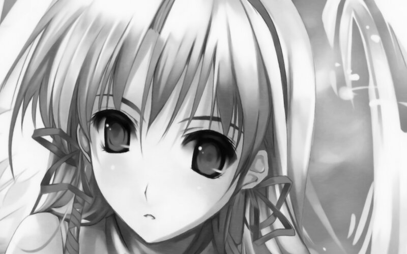 Anime Girl with Large Eyes — Black, Dramatic