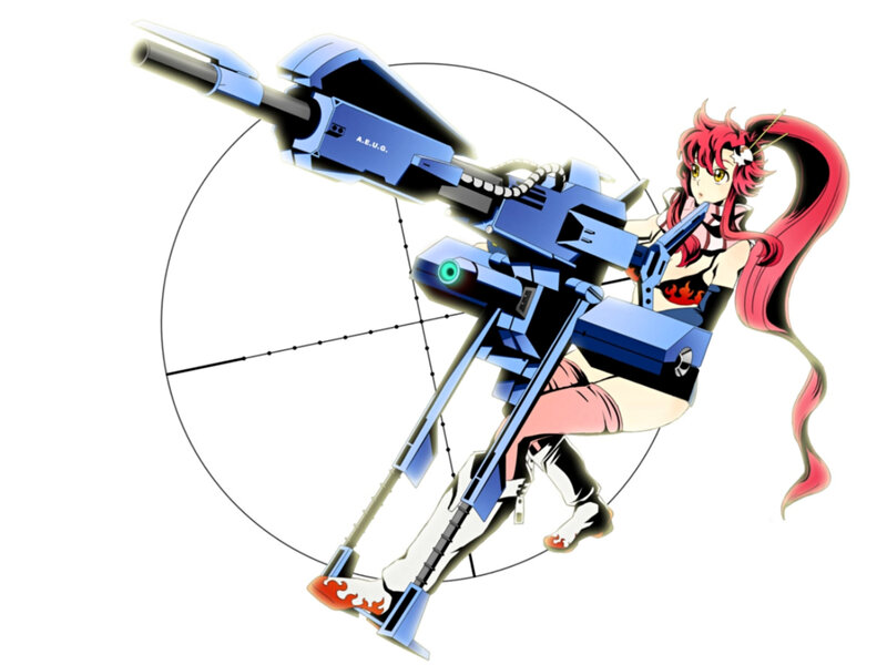 Anime Girl with Large Gun — Blue