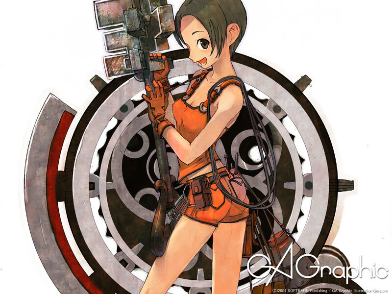 Anime girl with large key