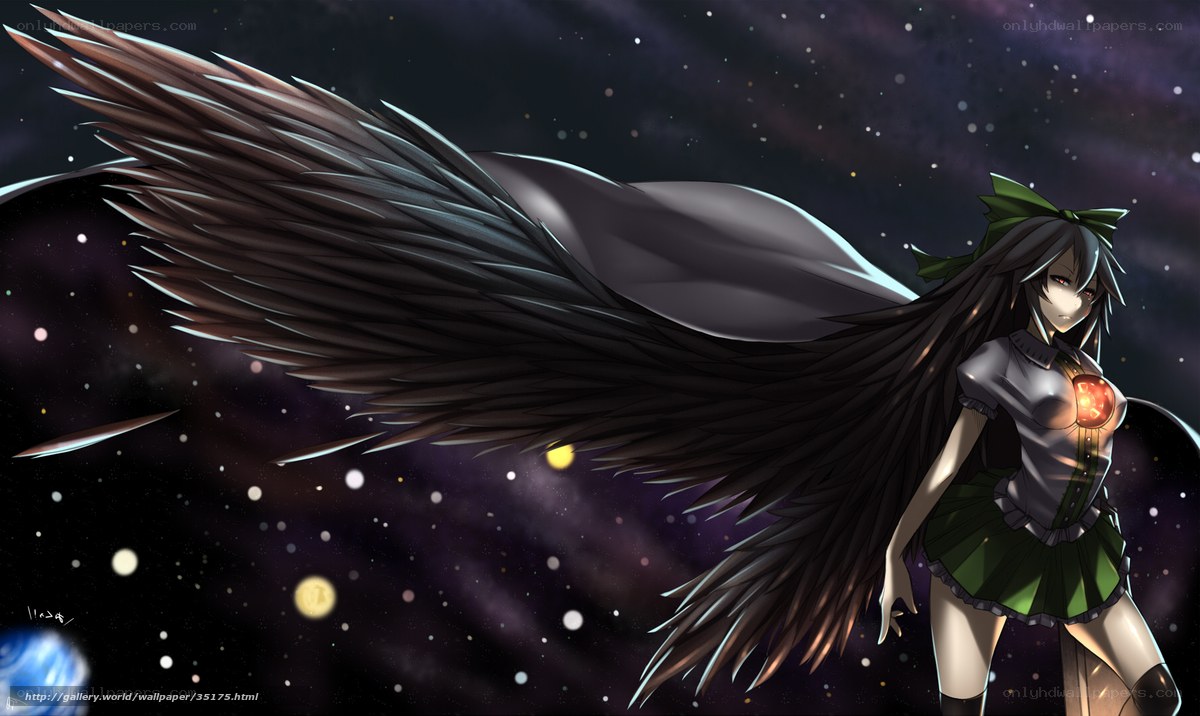 Anime girl with large wings