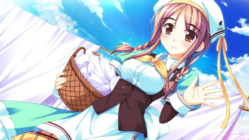 anime girl with laundry basket