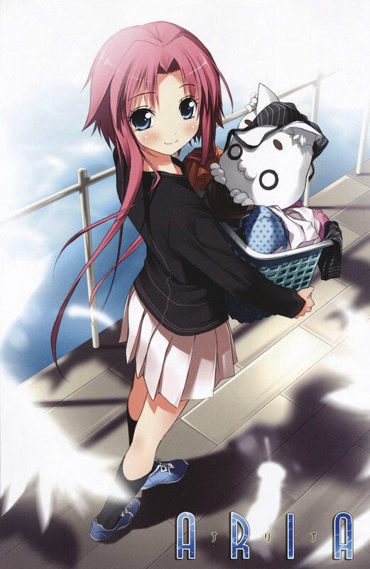Anime girl with laundry basket
