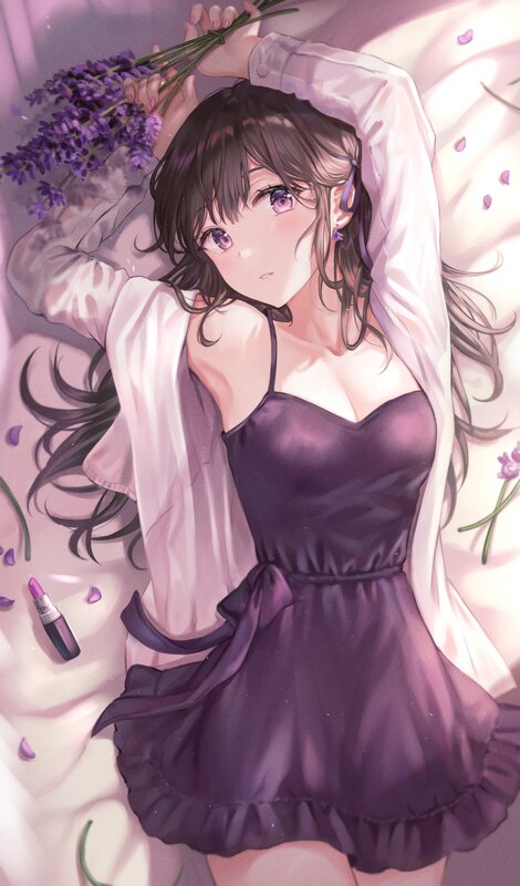 Anime Girl with Lavender