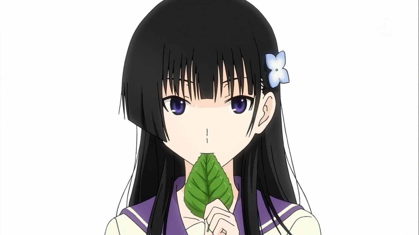anime girl with leaf