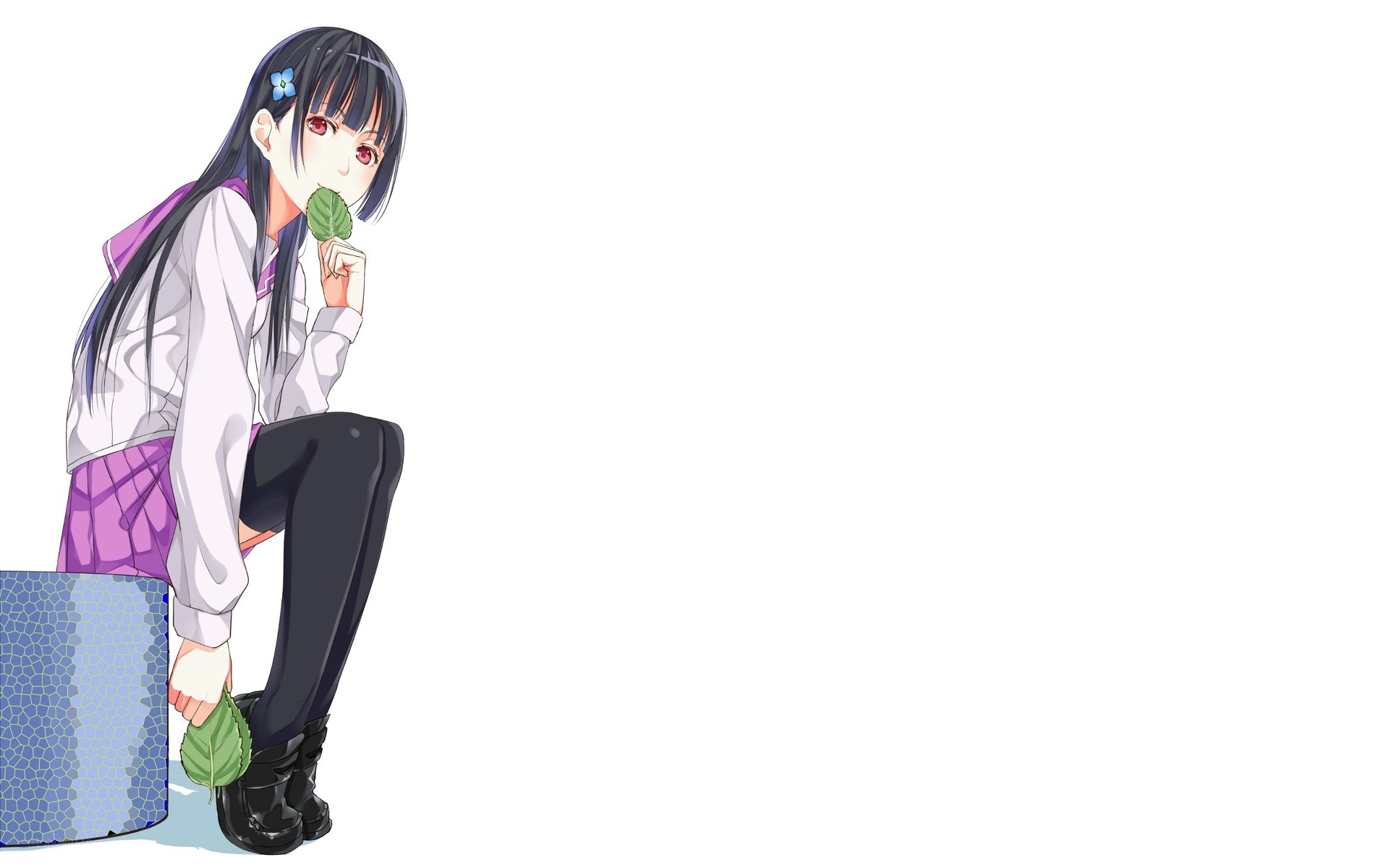 anime girl with leaf