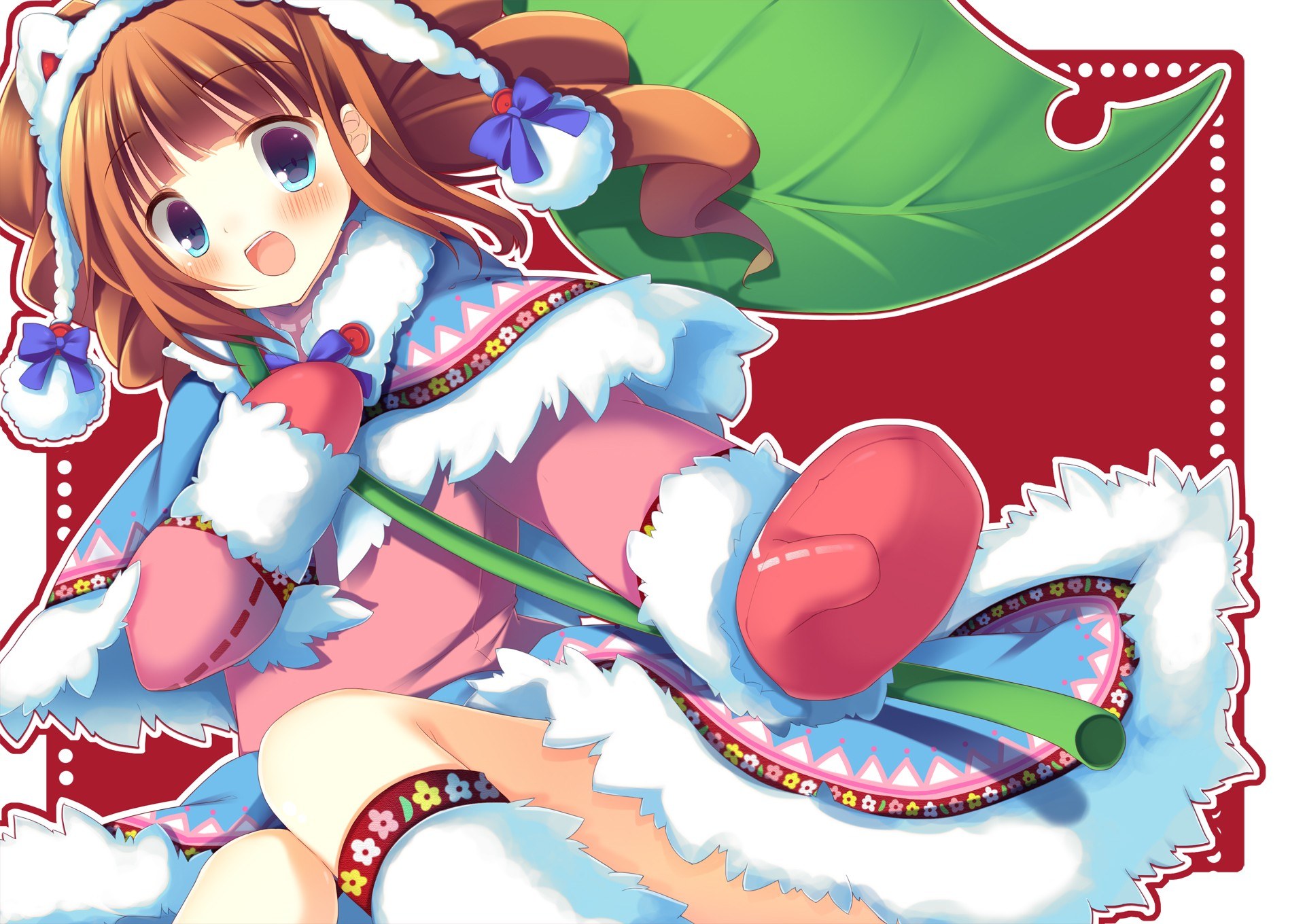 Anime girl with leaf