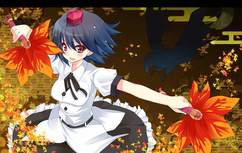 Anime Girl with Leaf Weapons — White