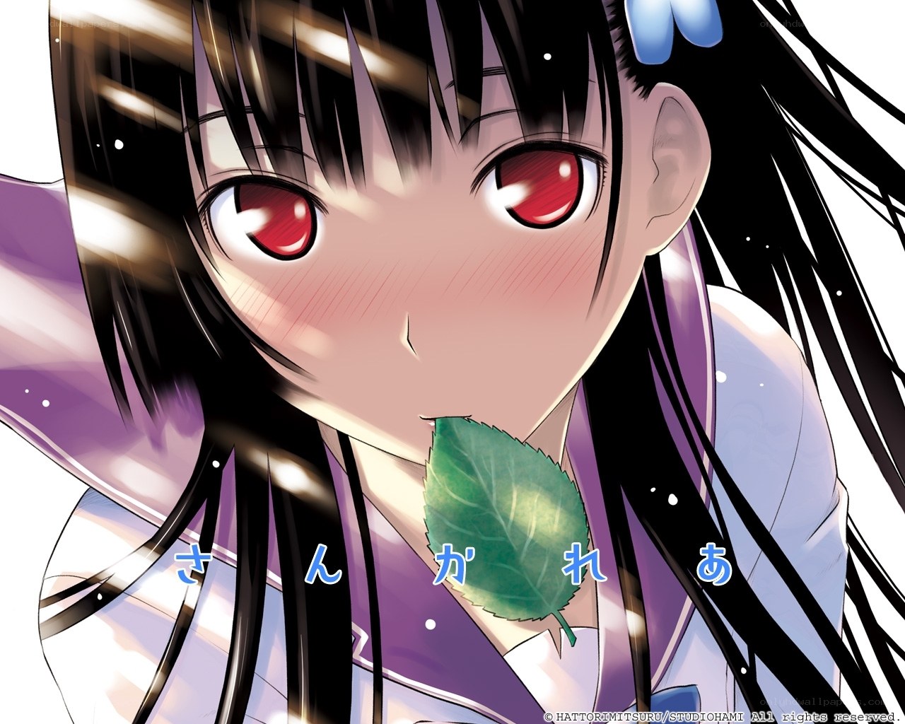 anime girl with leaf