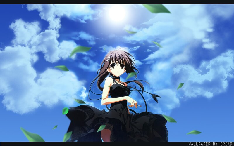 anime girl with leaves