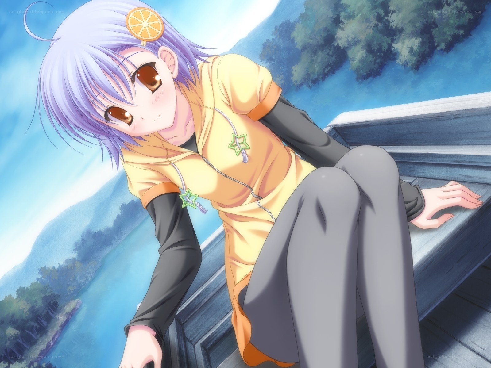 anime girl with lemon hair clip
