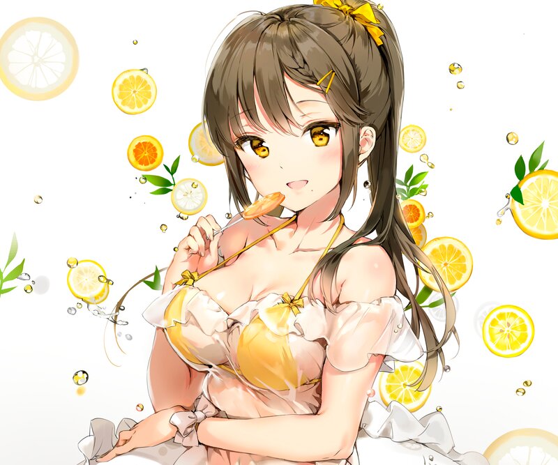 Anime Girl with Lemon — Yellow