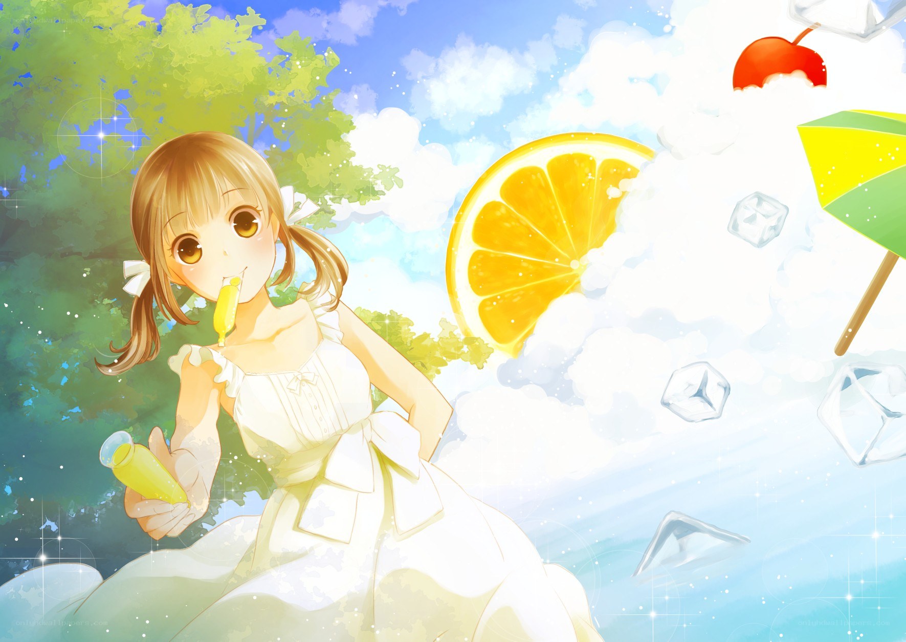 Anime girl with lemonade