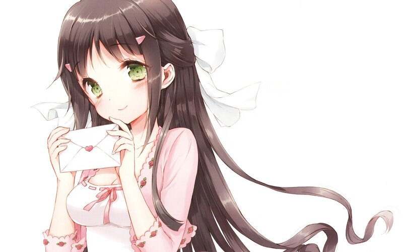 anime girl with letter