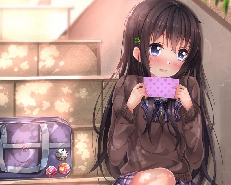 anime girl with letter