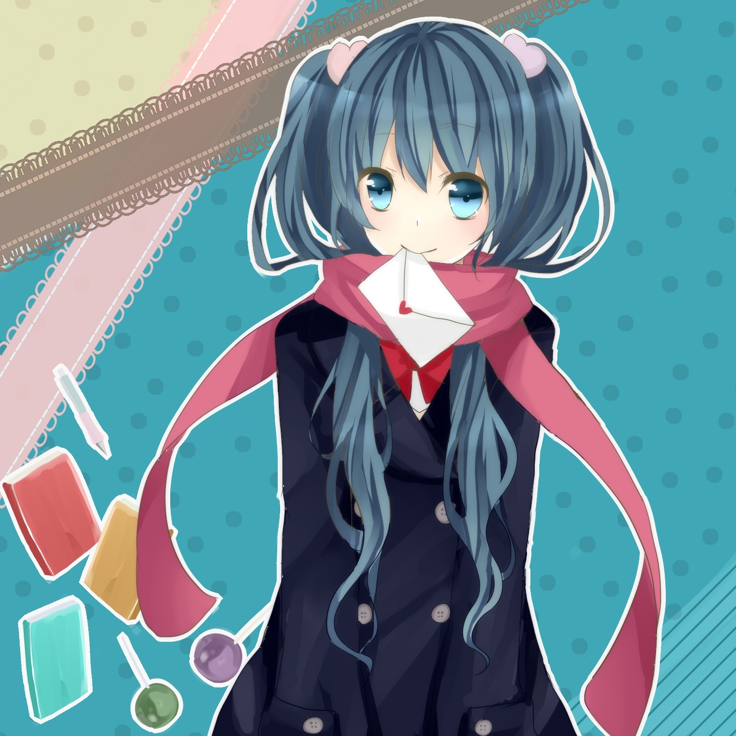 anime girl with letter
