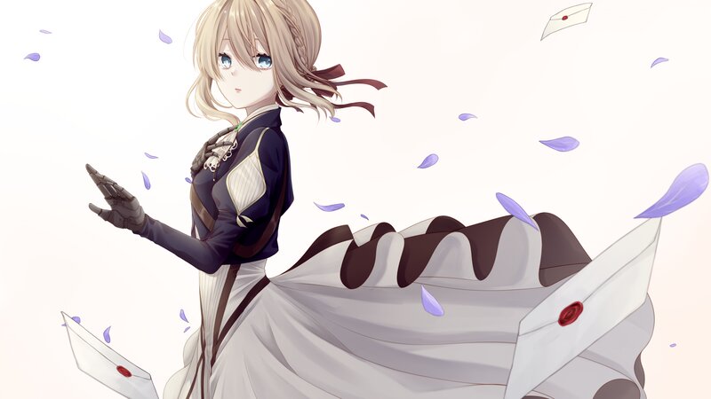 Anime Girl with Letters — White