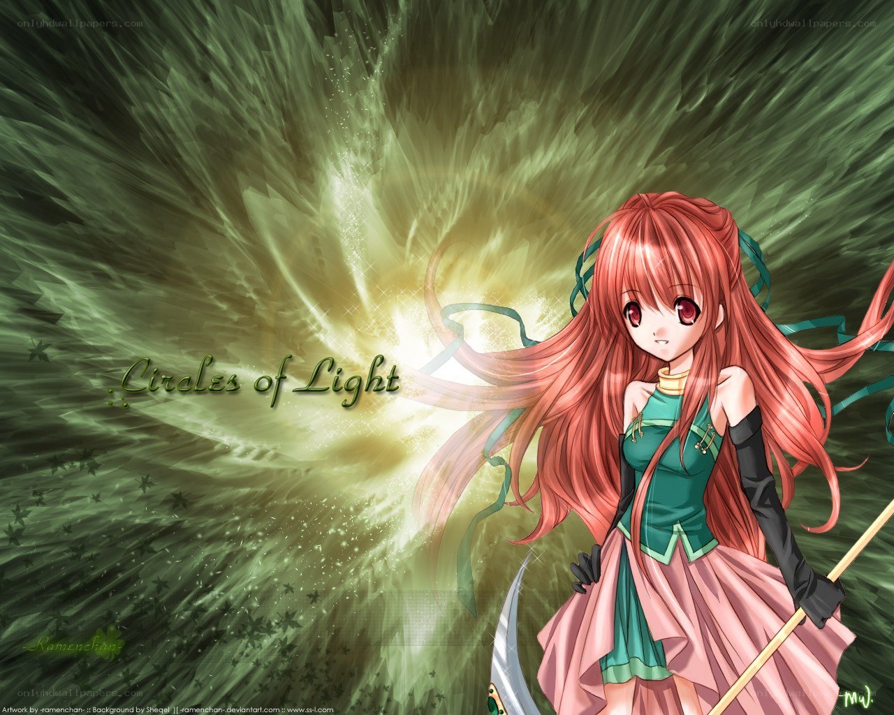 Anime girl with light circles