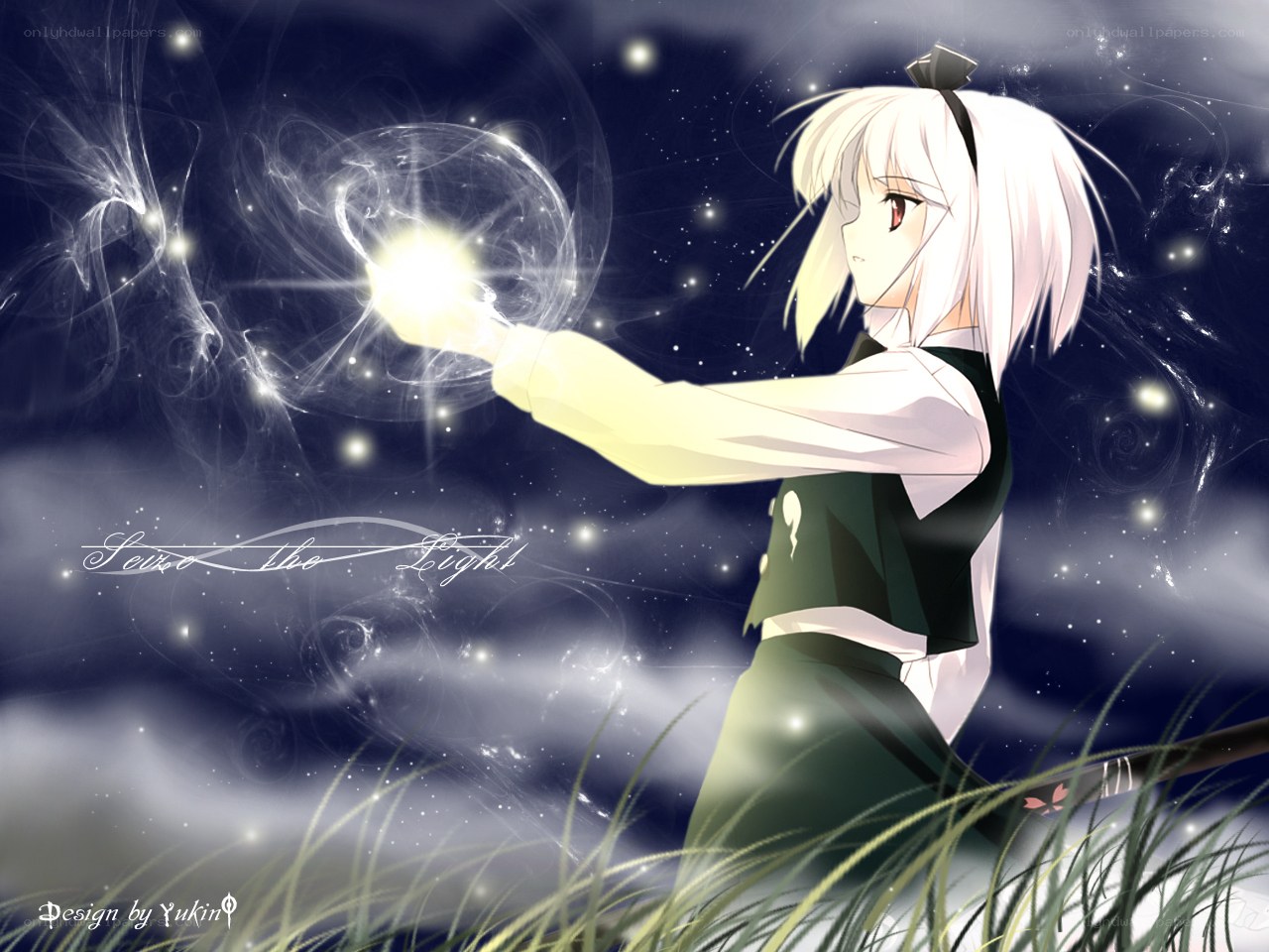 anime girl with light magic