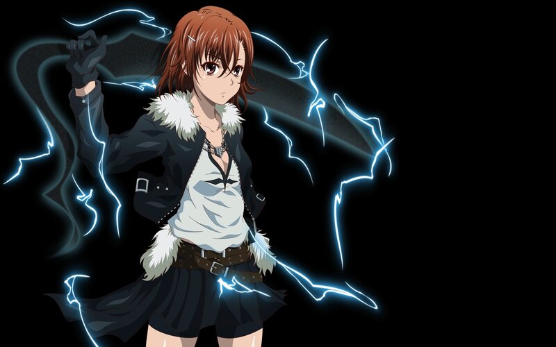 Anime Girl with Lightning — Black, Dramatic, Night, Jacket