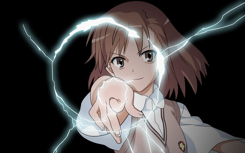 Anime Girl with Lightning — Black, Dramatic, School Uniform