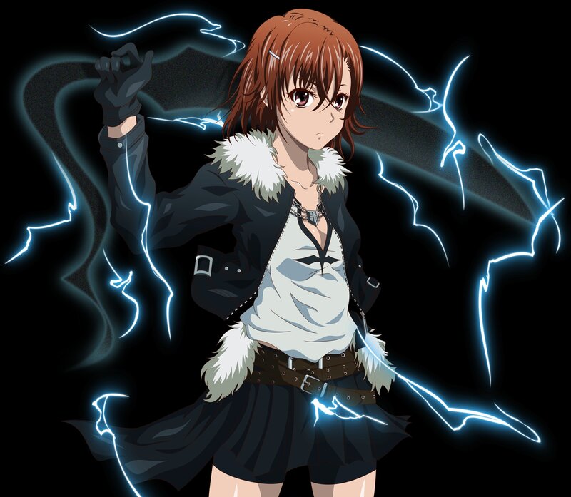 Anime Girl with Lightning — Black, Dramatic
