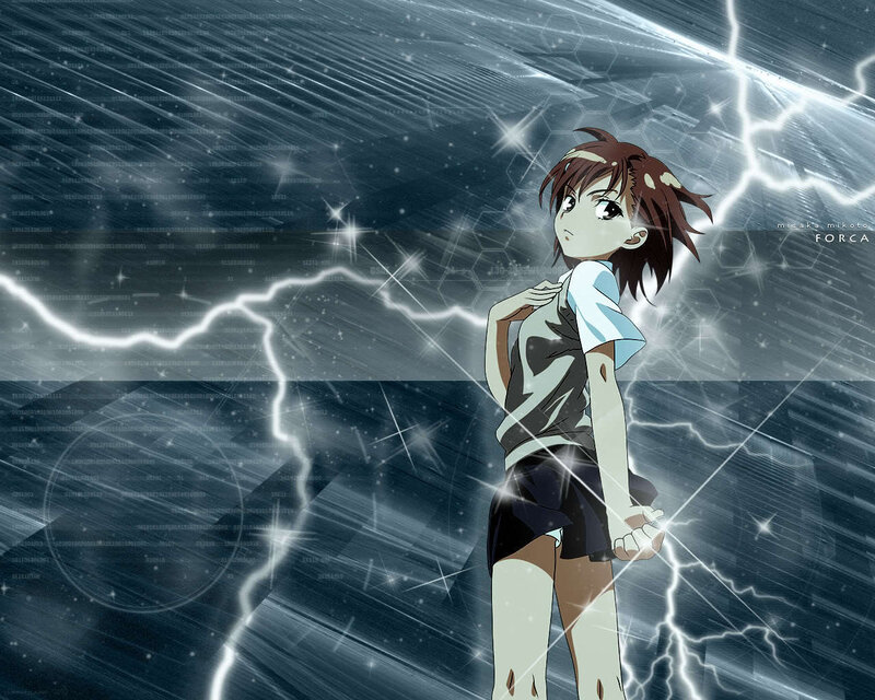 Anime Girl with Lightning — Blue, Dramatic, Digital Grid