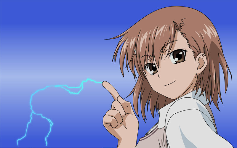 Anime Girl with Lightning — Blue, Dramatic, Finger