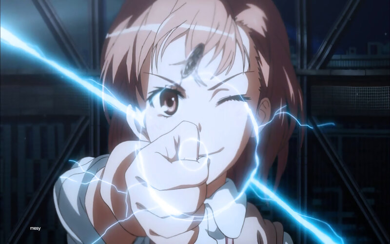 Anime Girl with Lightning — Blue, Dramatic, Night, Fist