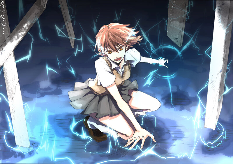 Anime Girl with Lightning — Blue, Dramatic, Night, Manga