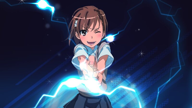 Anime Girl with Lightning — Blue, Energetic