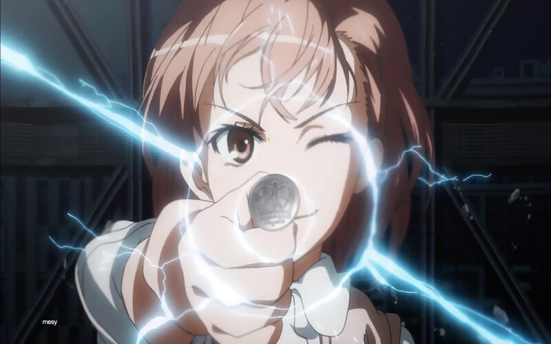 Anime Girl with Lightning — Brown, Dramatic, Night, Coin