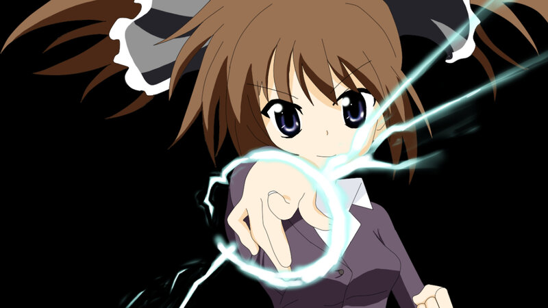 Anime Girl with Lightning — Brown, Dramatic, School Uniform