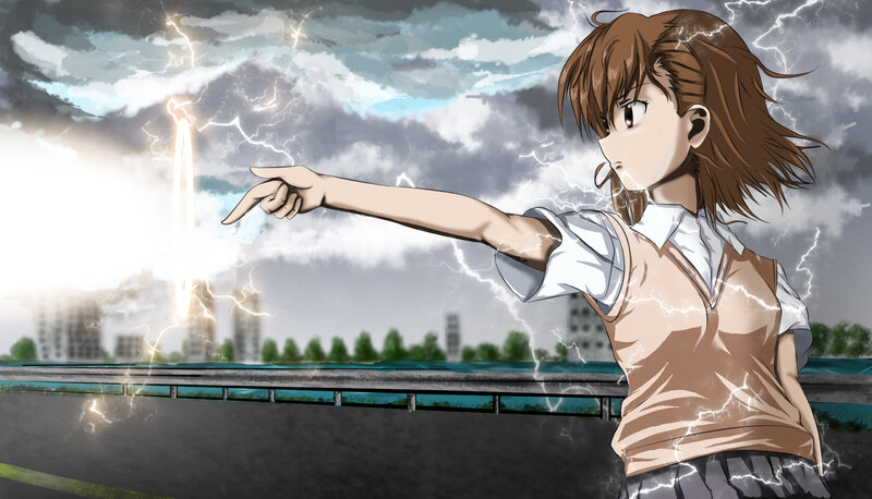 Anime Girl with Lightning — Brown, Dramatic, Storm